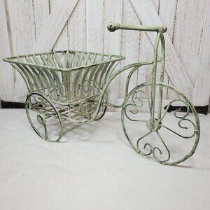 Tricycle Bicycle Wrought Iron Basket Planter Stand Garden